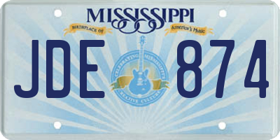 MS license plate JDE874