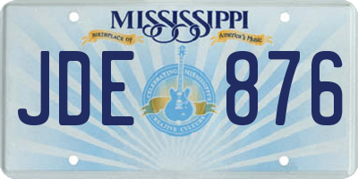 MS license plate JDE876