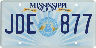 MS license plate JDE877