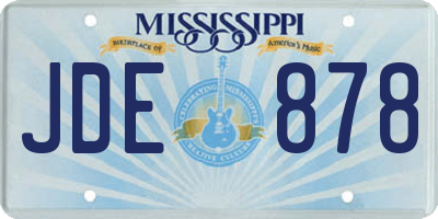 MS license plate JDE878