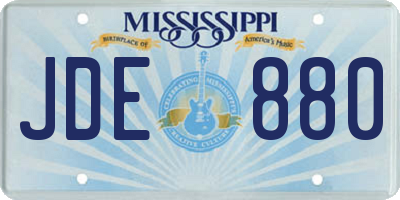MS license plate JDE880
