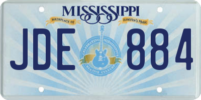 MS license plate JDE884