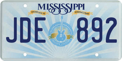 MS license plate JDE892
