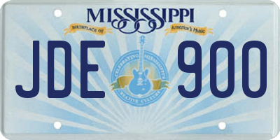 MS license plate JDE900
