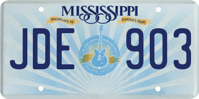 MS license plate JDE903