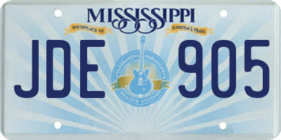 MS license plate JDE905