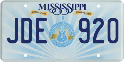 MS license plate JDE920