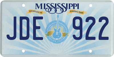 MS license plate JDE922