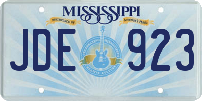 MS license plate JDE923