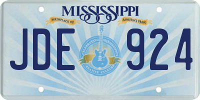 MS license plate JDE924