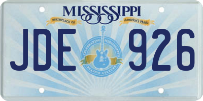 MS license plate JDE926