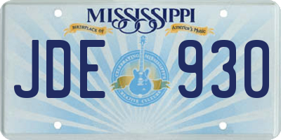 MS license plate JDE930