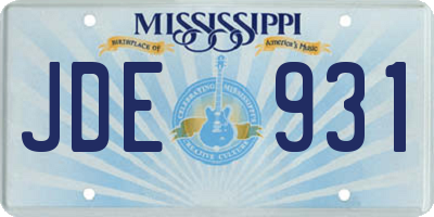 MS license plate JDE931