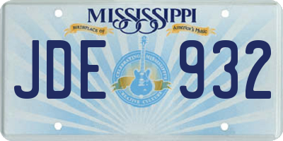 MS license plate JDE932