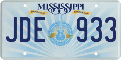 MS license plate JDE933