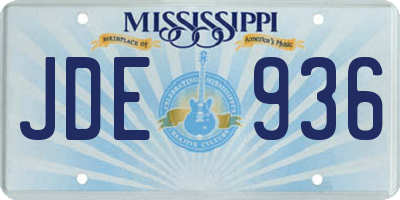 MS license plate JDE936