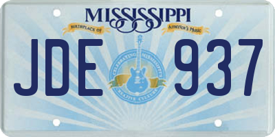 MS license plate JDE937