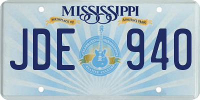 MS license plate JDE940
