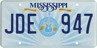 MS license plate JDE947