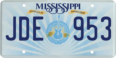 MS license plate JDE953