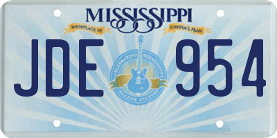 MS license plate JDE954