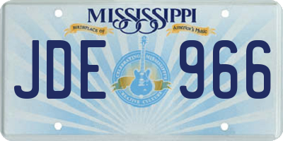 MS license plate JDE966