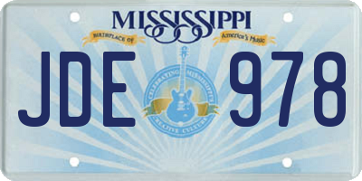 MS license plate JDE978