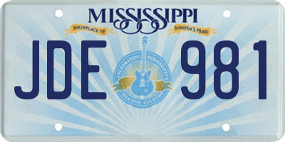 MS license plate JDE981