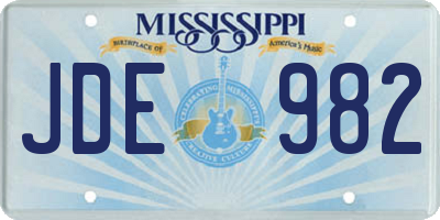 MS license plate JDE982