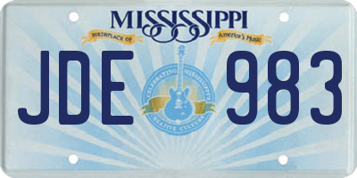 MS license plate JDE983
