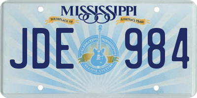 MS license plate JDE984