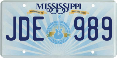 MS license plate JDE989
