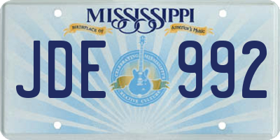 MS license plate JDE992