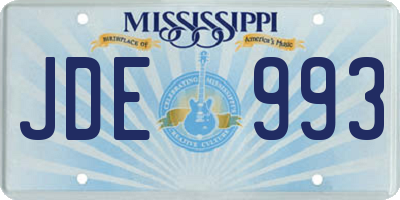 MS license plate JDE993