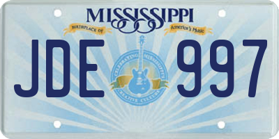 MS license plate JDE997