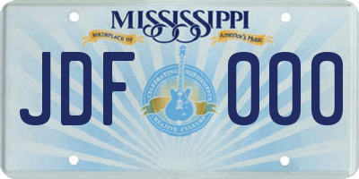 MS license plate JDF000