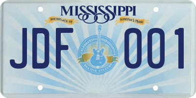 MS license plate JDF001
