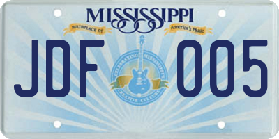 MS license plate JDF005