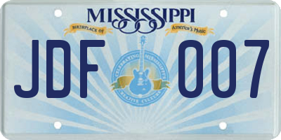MS license plate JDF007