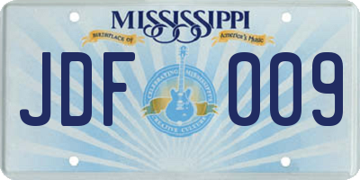 MS license plate JDF009