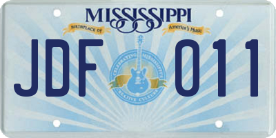 MS license plate JDF011
