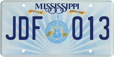 MS license plate JDF013