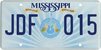 MS license plate JDF015