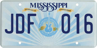 MS license plate JDF016