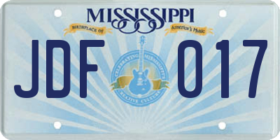 MS license plate JDF017
