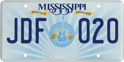 MS license plate JDF020