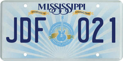 MS license plate JDF021