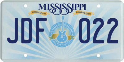 MS license plate JDF022