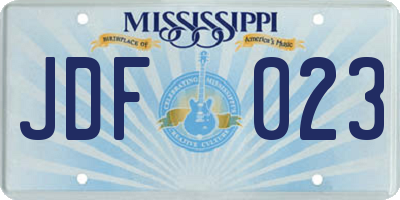 MS license plate JDF023