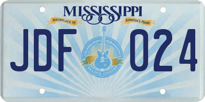 MS license plate JDF024